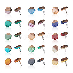 Resin & Walnut Wood Stud Earring Findings&nbsp;MAK-CD0001-06