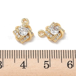 Brass Micro Pave Clear Cubic Zirconia Charms&nbsp;KK-P355-20G