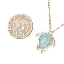 Turtle Faceted Natural Mixed Gemstone Pendant 304 Stainless Steel Cable Chain Necklaces for Women&nbsp;NJEW-JN05289