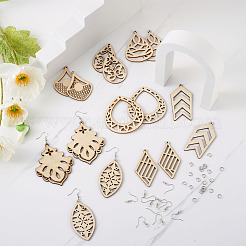DIY 40 Pairs Natural Wooden Earring Making Kits&nbsp;DIY-TA0003-34P