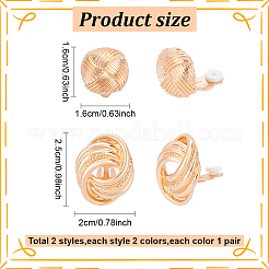 4 Pairs 4 Style Alloy Round Knot Clip-on Earrings for Women&nbsp;EJEW-AN0004-31