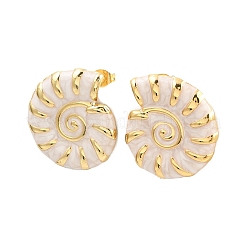 304 Stainless Steel Enamel Conch Stud Earrings&nbsp;EJEW-L276-01G-01