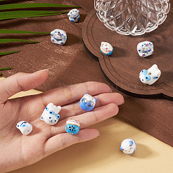 10Pcs 5 Styles Handmade Printed Porcelain Beads&nbsp;PORC-TA0001-81