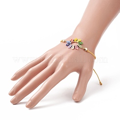 Glass Seed Sunflower Braided Bead Bracelet&nbsp;BJEW-MZ00023