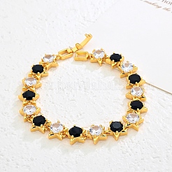 Brass Pave Cubic Zirconia Link Bracelets for Women&nbsp;LN8502-2