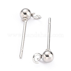 Non-Tarnish 304 Stainless Steel Ball Post Stud Earring Findings&nbsp;X-STAS-Z035-03P