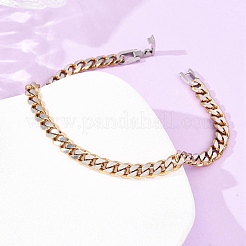304 Stainless Steel Cuban Link
Chain Bracelets for Women&nbsp;BJEW-F527-05G