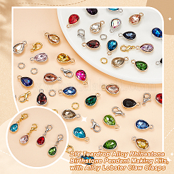 DIY Teardrop Alloy Rhinestone Birthstone Pendant Making Kits&nbsp;DIY-GA0007-12