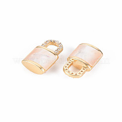 Brass Micro Pave Clear Cubic Zirconia Charms&nbsp;KK-T062-159G-NF