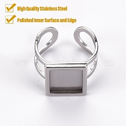 Tarnish Resistant 201 Stainless Steel Cuff Pad Ring Settings&nbsp;STAS-S080-041A-P