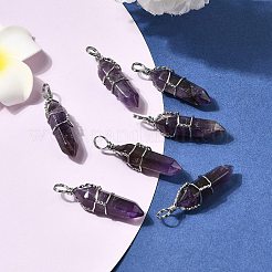 Natural Amethyst Double Terminated Pointed Pendants&nbsp;G-J062-02P