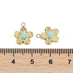 Synthetic Turquoise Flower Charms&nbsp;STAS-I325-143G-01