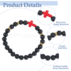 8Pcs 8 Colors Dyed Synthetic Turquoise Cross Beaded Stretch Bracelets Set&nbsp;BJEW-FI0001-27