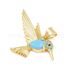 Brass Micro Pave Sky Blue Cubic Zirconia Pendants&nbsp;CU-CBA4A93-01E-G