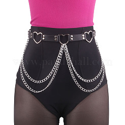 Heart Alloy Curb Chain with Imitation Leather Tassel Waist Chains&nbsp;FS-WGCEF59-01