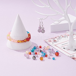 585Pcs 15 Style Spray Painted Crackle Glass Beads Strands&nbsp;CCG-YW0001-05