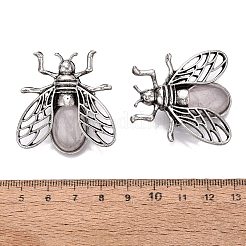 Natural Rose Quartz & Alloy Lapel Pin Brooches&nbsp;GG-N001-04AS-01