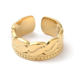 304 Stainless Steel Textured Open Cuff Ring for Women&nbsp;RJEW-I098-08G