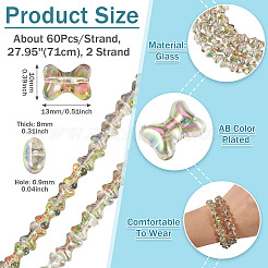 Electroplate Transparent Glass Beads Strands&nbsp;GLAA-TAC0028-009D