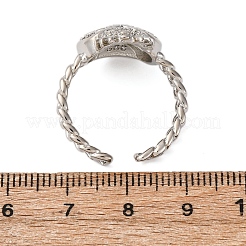 Brass Micro Pave Cubic Zirconia Adjustable Open Cuff Rings for Women&nbsp;RJEW-A072-01A-P