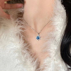 Christmas Alloy Rhinestone Snowflake Pendant Necklaces for Women&nbsp;WG6BE39-02