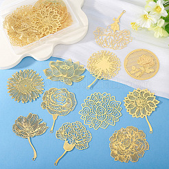 24Pcs 12 Styles Brass Filigree Big Pendants&nbsp;KKC-TA0001-05