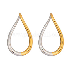 304 Stainless Steel Two Tone Hollow Teardrop Stud Earrings&nbsp;UK5344