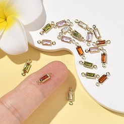 SHEGRACE Brass Pave Cubic Zirconia Rectangle Connector Charms&nbsp;XGRQ2O455-445G