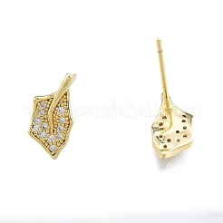 Clear Cubic Zirconia Maple Leaf Stud Earrings&nbsp;EJEW-G322-26G