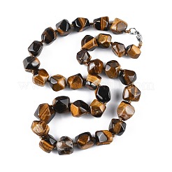 Natural Tiger Eye Nuggets Beaded Necklaces for Women Men&nbsp;NJEW-K388-01J