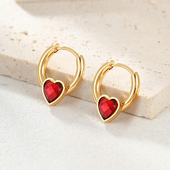 Sweet and Stylish Classic Heart 201 Stainless Steel Hoop Earrings&nbsp;CI7113