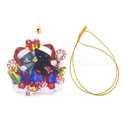 Christmas Cat Shape Acrylic Pendant Decoration&nbsp;HJEW-E007-01G-02