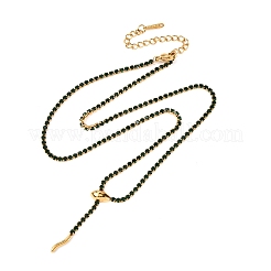 304 Stainless Steel Emerald Rhinestone Cup Chain Snake Tennis Necklaces for Women&nbsp;NJEW-A051-02G