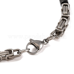 Tarnish Resistant PVD Vacuum Plating 201 Stainless Steel Column Byzantine Chain Bracelets&nbsp;BJEW-B078-66EBP
