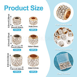90Pcs 6 Styles Alloy Rhinestone Clay Pave Beads&nbsp;ALRI-TA0001-29