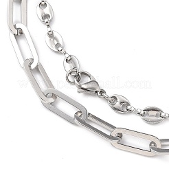 304 Stainless Steel Coffee Bean Chain Necklaces and  Pendant Necklaces Sets&nbsp;NJEW-JN03083