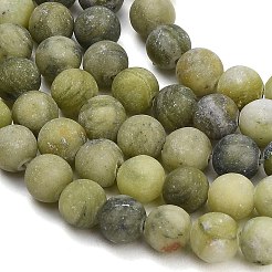 Frosted Natural Chinese Jade Southern Jade Beads Strands&nbsp;G-M248-8mm-06