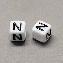 Large Hole Acrylic Letter European Beads&nbsp;SACR-Q103-8mm-01N