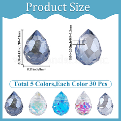 150Pcs 5 Colors Electroplate Glass Beads&nbsp;GLAA-SP0001-75