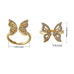 Butterfly Clear Cubic Zirconia Cuff Ring&nbsp;RJEW-SZ0001-13