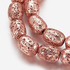 Electroplated Natural Lava Rock Beads Strands&nbsp;G-P400-12RG