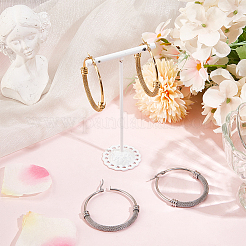 2 Pairs 2 Colors 304 Stainless Steel Mesh Chains Hoop Earrings&nbsp;EJEW-BBC0001-73C