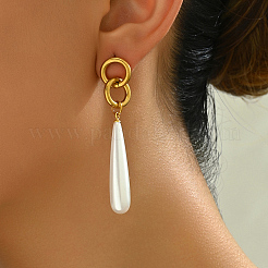 Vintage Long Teardrop 201 Stainless Steel Imitation Pearl Stud Earrings&nbsp;BM9992