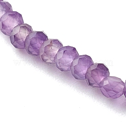Faceted Rondelle Natural Amethyst Beads Stretch Bracelets&nbsp;BJEW-JB06383-02