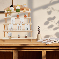 5-Tier 3-Row Wood Earring Display Card Racks&nbsp;ODIS-WH0329-35