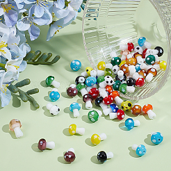 120Pcs 15 Colors Mushroom Handmade Lampwork Beads&nbsp;LAMP-ME0001-05