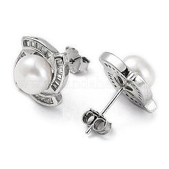Anti-Tarnish Rhodium Plated 925 Sterling Silver Micro Pave Cubic Zirconia Vortex Stud Earrings for Women&nbsp;EJEW-F318-04P
