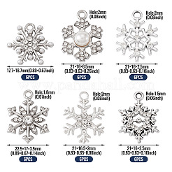36Pcs 6 Styles Alloy Rhinestone Pendants&nbsp;FIND-TA0010-05