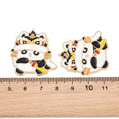 Chinese Lion Dance Panda Alloy Enamel Cabochons&nbsp;AL-CBA1A6F-03KCG-B