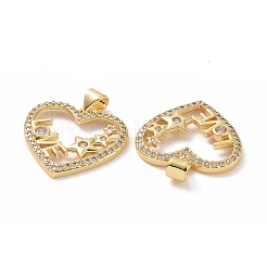 Brass Cubic Zirconia Pendants&nbsp;ZIRC-I062-36G